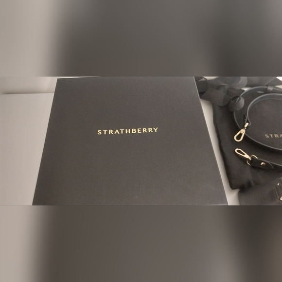 Strathberry Black Leather Mosiac Nano Tote - Picture 9 of 12